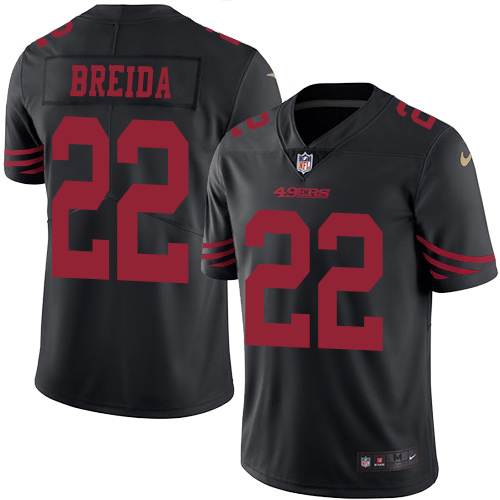 Nike 49ers #22 Matt Breida Black Youth Stitched NFL Limited Rush Jersey